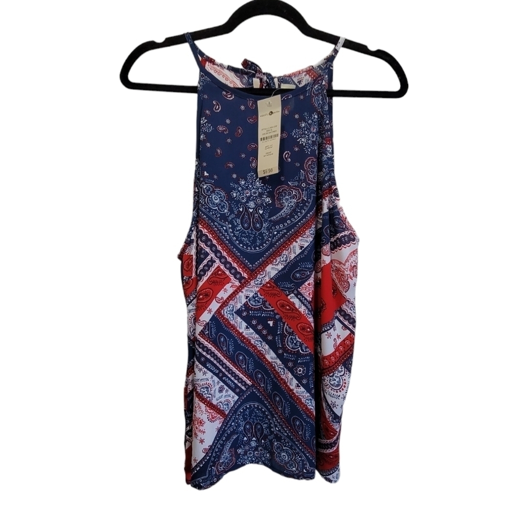 NWT XL Americana Tank Top with Keyhole Back